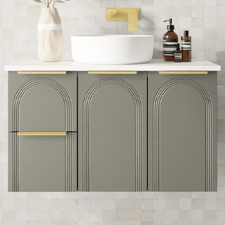 Arco 900mm Wall Hung Single Vanity with Solid Surface Countertop