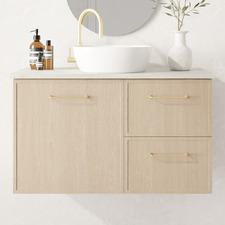 Hamilton 900mm Wall Hung Single Vanity with Solid Surface Countertop