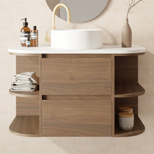 Avion 900mm Wall Hung Single Vanity with Solid Surface Countertop