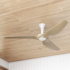 Haiku 152cm DC White & Brown Low Profile Smart Ceiling Fan with Remote Control