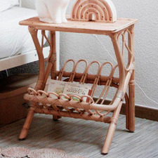 Nunzio Rattan Bedside Table with Magazine Rack