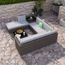 7 Seater Alistair PE Rattan Outdoor Sectional Sofa Set