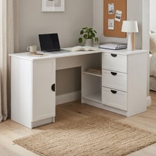 Bekston L-Shaped Desk with Half Moon Handles