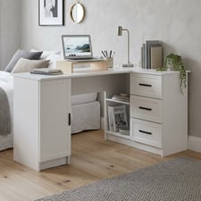Bekston L-Shaped Desk with Oval Handles