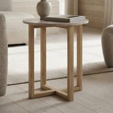 Rose Kiri Marble & Rubberwood Side Table