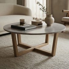 Rose Kiri Marble & Rubberwood Coffee Table