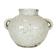 Rustic White Tang High Fire Clay Urn