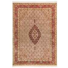 Cream & Red Wool Mahi Rug