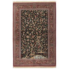 Hand-Knotted Silk Qum Rug