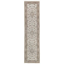 Beige Hand-Knotted Wool Kashan Rug