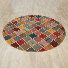Sennen Hand-Knotted Wool Round Kilim Rug