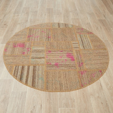 Majidi Hand-Knotted Wool Round Kilim Rug