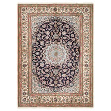 Dark Brown Medallion Hand-Knotted Wool Persian Rug