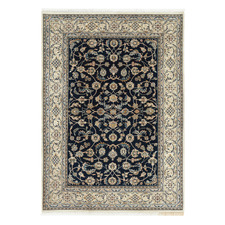Navy Blue Hand-Knotted Wool Persian Rug