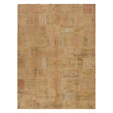 Light Beige Patch Work Hand-Knotted Wool Persian Rug