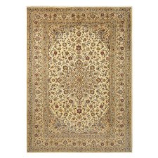 Beige Hand-Knotted Wool Persian Rug