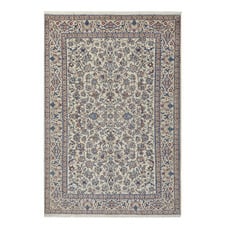 Taupe Floral Hand-Knotted Wool Persian Rug
