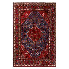 Red Hand-Knotted Wool Persian Rug