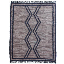 Charcoal & Beige Riom Hand-Woven Leather Rug