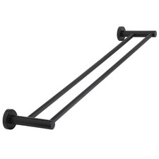 Round 600mm Matte Black Double Towel Rail