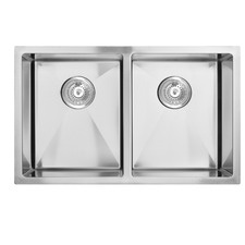 W86 x D44cm Brushed Nickel Stainless Steel Double Kitchen Sink Bowl