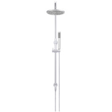 Round 200mm Twin shower with Square Gooseneck & Single Function Hand Shower