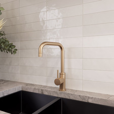 Round Kitchen Sink Mixer With Square Gooseneck
