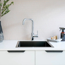 Round Kitchen Sink Mixer With Square Gooseneck