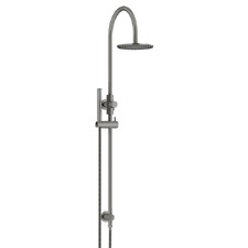 Round Gooseneck 200mm Twin Shower With Single Function Hand Shower