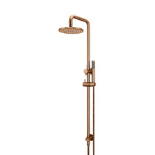 Round 200mm Twin shower with Square Gooseneck & Single Function Hand Shower
