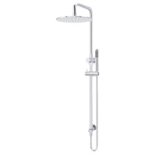 Round 300mm Twin Shower With Single Function Hand Shower & Square Gooseneck