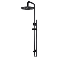 Round 300mm Twin Shower With Single Function Hand Shower & Square Gooseneck