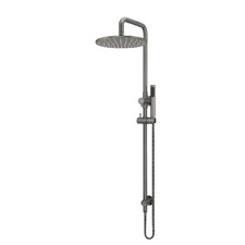 Round 300mm Twin Shower With Single Function Hand Shower & Square Gooseneck