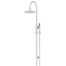 Round 200mm Gooseneck Twin Shower With Single Function Handshower