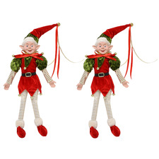 35cm Red Jolly Elf Christmas Decorations (Set of 2)