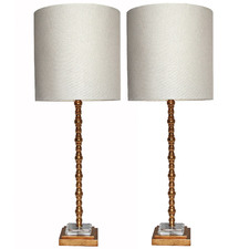 Cream White & Gold 92cm Polyresin Table Lamps (Set of 2)