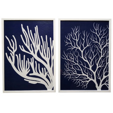 White Corals Framed Paper Print Wall Art Diptych