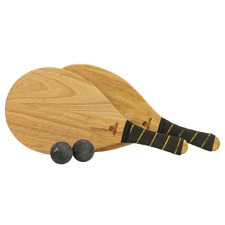 Natural Beach Paddle & Balls Set