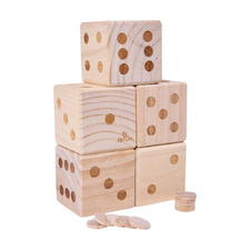 5 Piece Natural Giant Wooden Dice Set