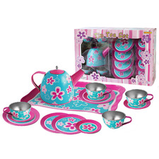 Kids' Blue & Pink Flower Tea Party Playset