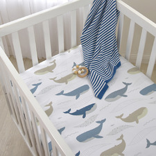 Living Textiles Oceania Whales Cot Fitted Sheet