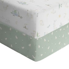 Living Textiles 2 Piece Goosey Goosey Organic Cotton Cot Fitted Sheet Set