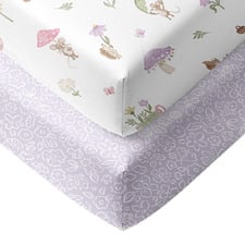Living Textiles 2 Piece Whimsical Wonderland Organic Cotton Cot Fitted Sheet Set