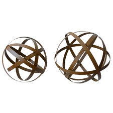 2 Piece Sphere Metal Ornament Set