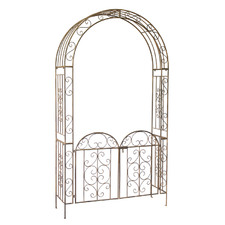 Antique Bronze Steel Garden Arch with Gate
