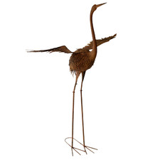 Rustic Crane with Wings Metal Ornament