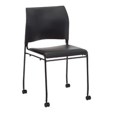 Black Buro Maxim Stackable Visitor Chairs with Wheels (Set of 4)