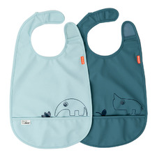 Done by Deer 2 Piece Blue Deer Friends Bib with Velcro Set