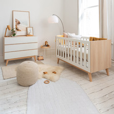 Babyrest 2 Piece White & Natural Tommi Cot & Chest of Drawers Set