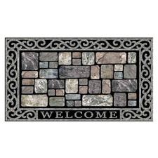 Grey Welcome Flocked Doormat